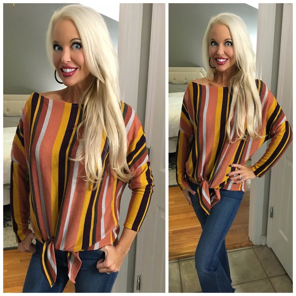 ❤️LAST 1! Super Soft Fall Colors Front Tie Top! - Picture 2 of 8